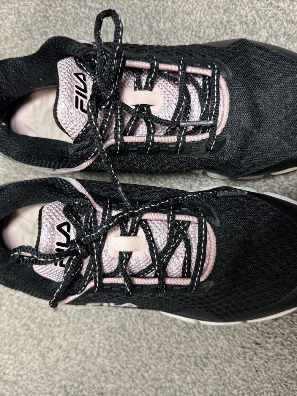 Fila Women's Black and Light Pink Athletic Running Shoes